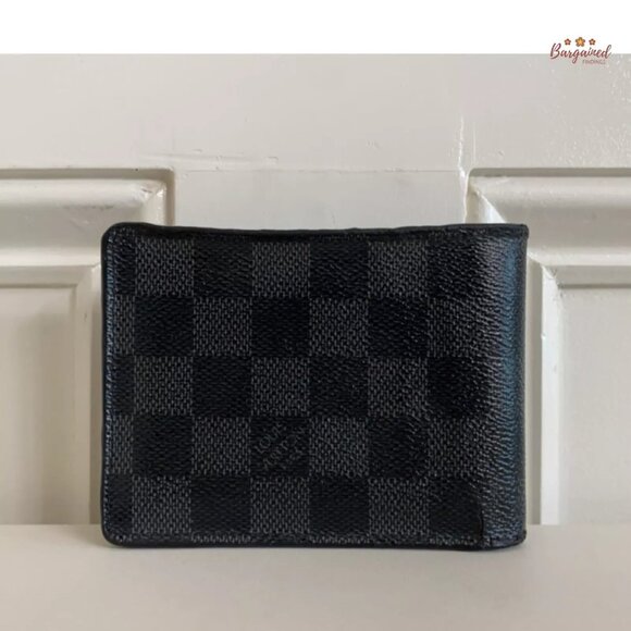 Authentic Louis Vuitton Gray/Black Damier Graphite Canvas Leather Multiple Walle - Picture 3 of 12